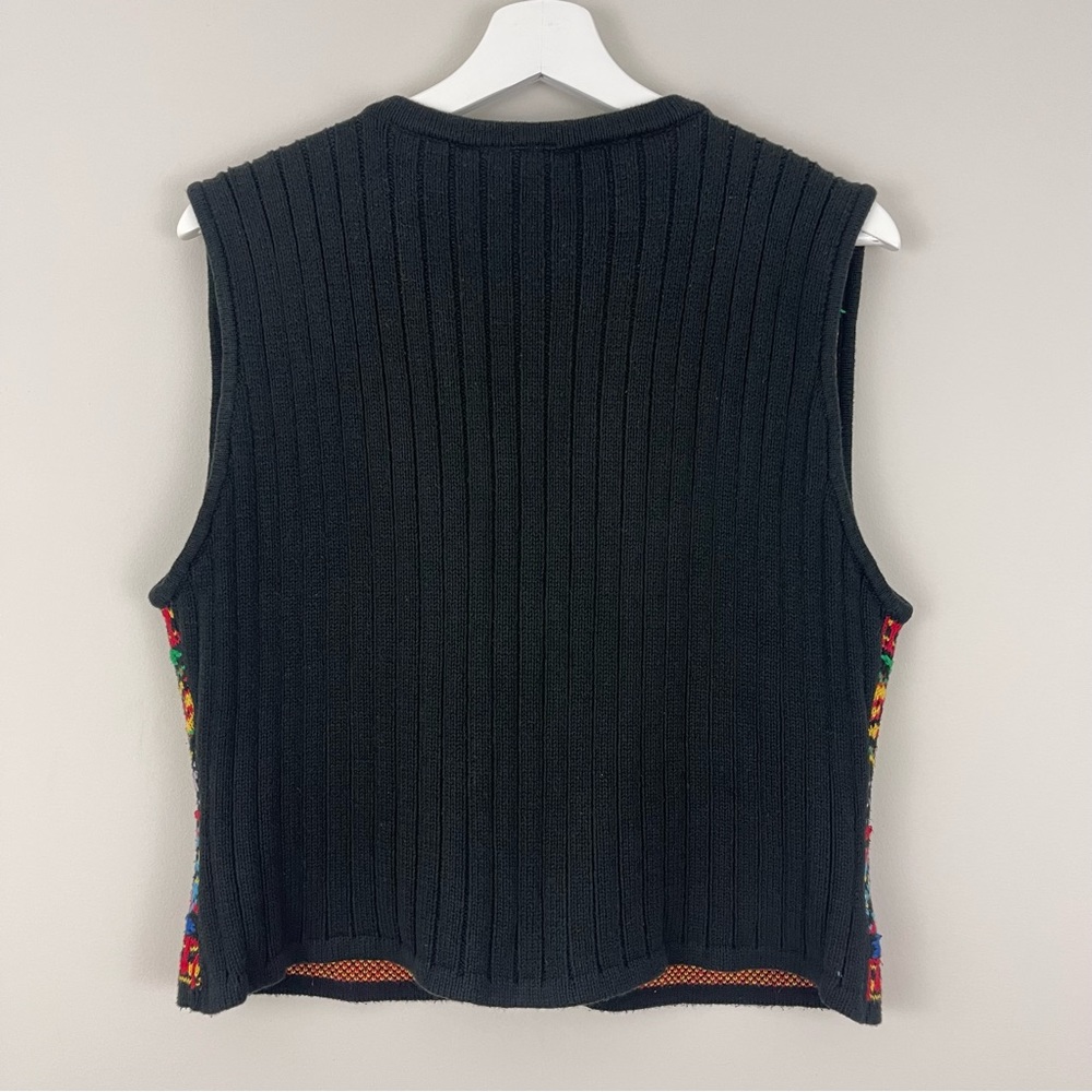 Vintage Liz Wear Multicolored Print Cotton Sweater Vest - Picture 4 of 5